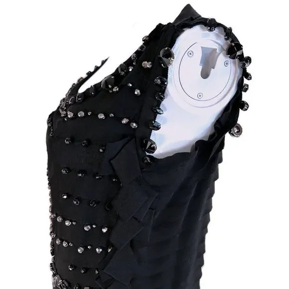 Vintage LANVIN 2008 Runway Black Embellished Black Tie Party Dress - Picture 6 of 11